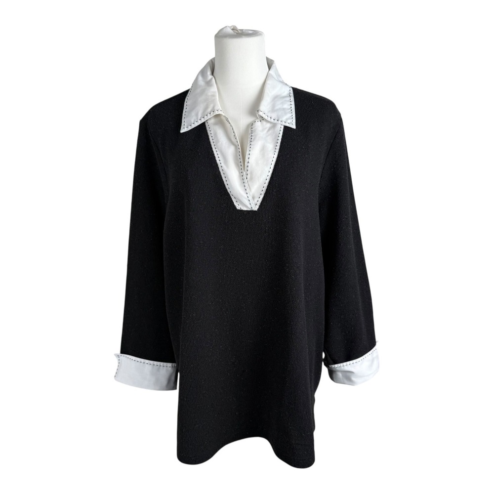 Cato Preppy Academic Contrast Collar Knit Sweater Size‎ 22/24W Career Minimalist